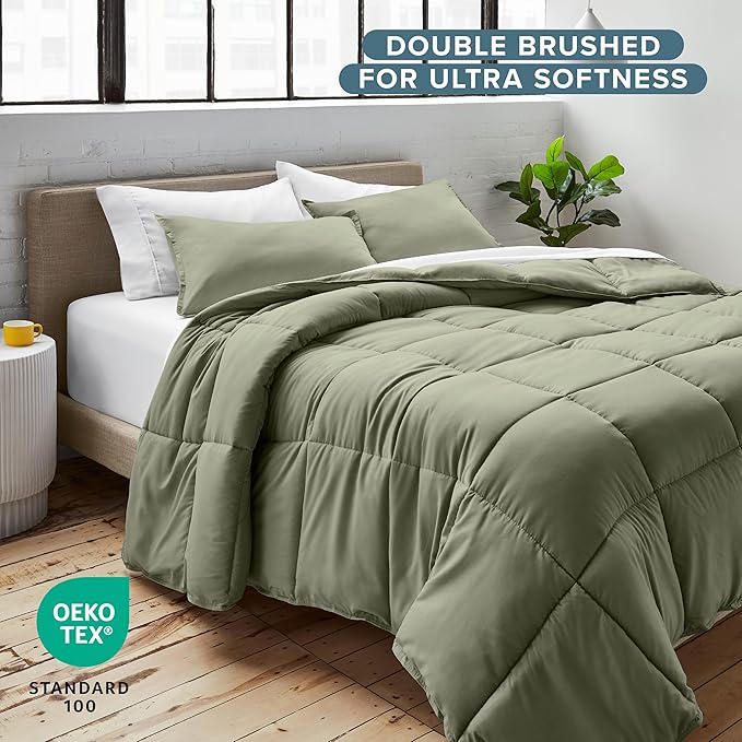 Bare Home Comforter Set - King/California King Size - Ultra-Soft - Goose Down Alternative - Premium 1800 Series - All Season Warmth (King/Cal King, Sage)