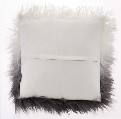 SARO LIFESTYLE Ombre Mongolian Lamb Fur Poly Filled Throw Pillow