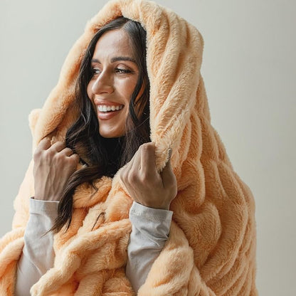 Minky Designs Passionate Peach Minky Blanket – Ultra Soft Faux Fur Throw Blanket for Couch, Bed & Home – Fluffy, Warm & Luxurious – Chic Collection (Large, 60x72)