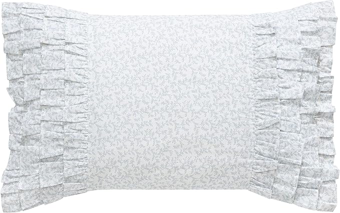 Laura Ashley - Ruffled Throw Pillow, Decorative Home Decor with Envelope Closure (Chloe Blue, 14" x 20")