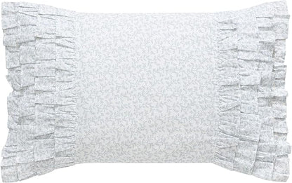 Laura Ashley - Ruffled Throw Pillow, Decorative Home Decor with Envelope Closure (Chloe Blue, 14" x 20")