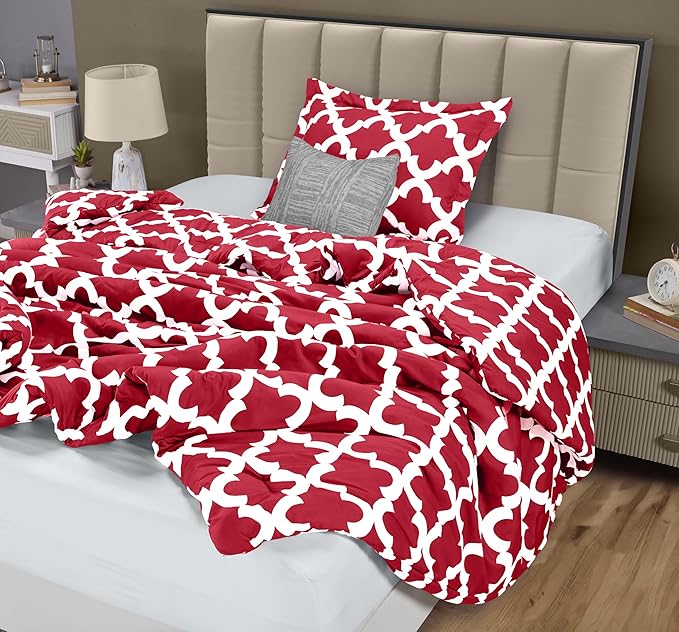 Twin Comforter Set 2 Piece Red by Utopia Bedding, Printed Comforters Twin Size, Bedding Comforters Sets, Down Alternative Soft Bed Set, 1 Comforter (64 x 88 inches) 1 Pillow Shams (20 x 26 inches)