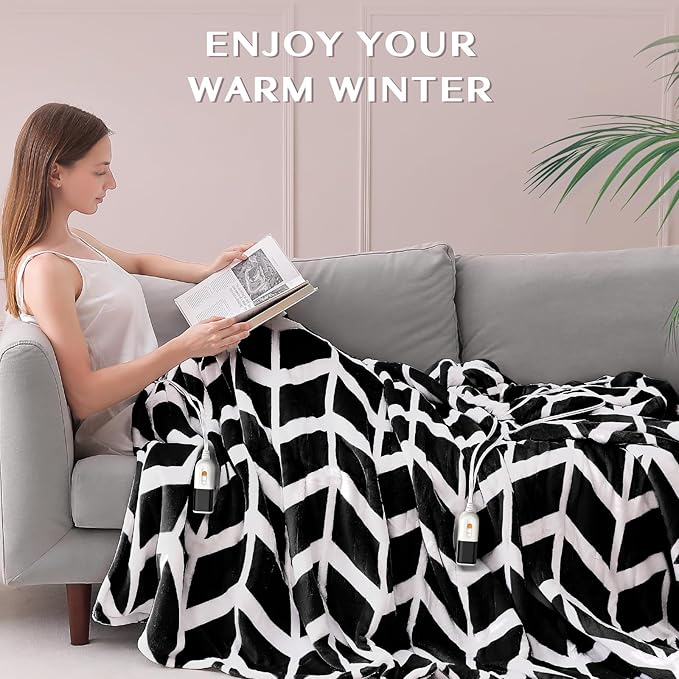 VENTIMI Electric Blanket Queen Size, 84" x 90" Heated Blanket with 9 Heat Levels & 2-4-8-10 Hours Auto Off, Fast Heating Blanket with ETL & FCC Certification, Black