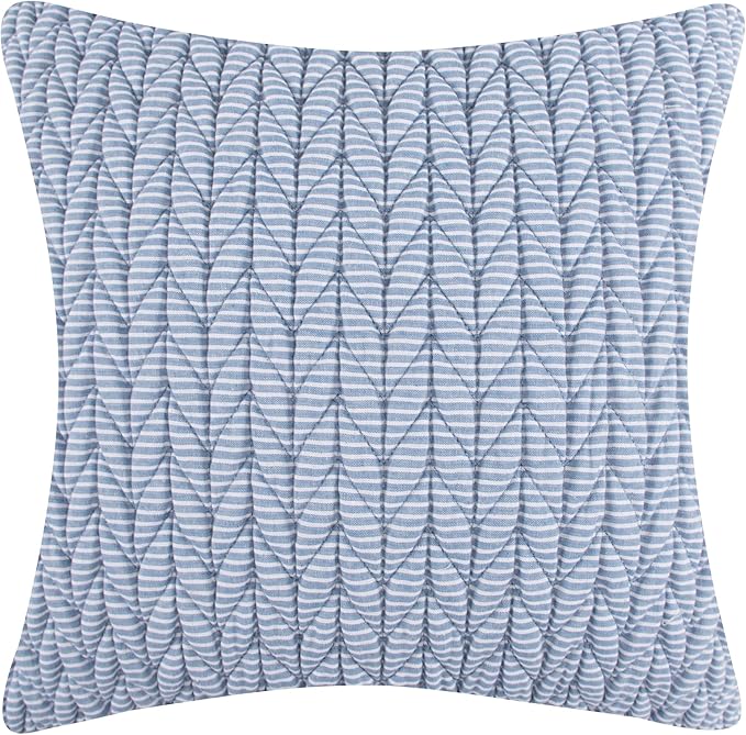 Levtex Home - Maileen - Decorative Pillow (16 x 16in.) - Quilted Stripe - Blue and White