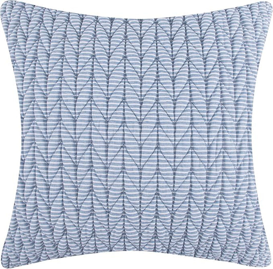 Levtex Home - Maileen - Decorative Pillow (16 x 16in.) - Quilted Stripe - Blue and White