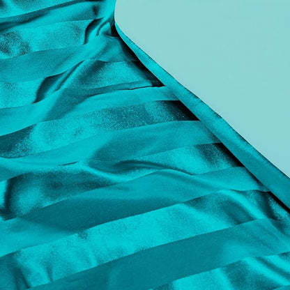 Whale Flotilla 3-Piece Reversible Silky Soft King Size Comforter Set, Luxury Stripe Satin Oversized Comforter Bedding Set with 2 Satin Pillowcases, Lightweight Duvet Set for All Seasons, Turquoise