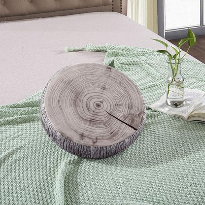 HYSEAS Decorative Round Throw Pillow, 3D Digital Print Comfortable Kids Funny Cute Wood Log Pillow Circle Seating Floor Cushion for Home, Couch, Sofa, Bedroom, Living Room Decor, Green Stump