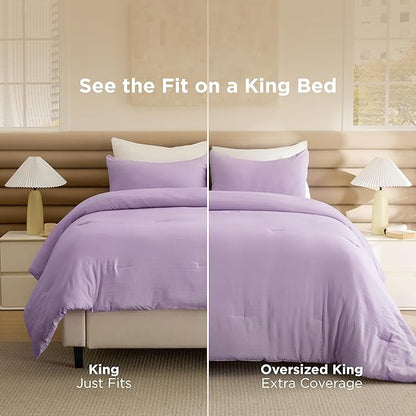 Bedsure King Comforter Set, Lavendar Soft Prewashed Bedding for All Seasons, 3 Pieces GentleSoft™ Bed Set, 1 Lightweight Comforter (104"x90") and 2 Pillowcases (20"x36")