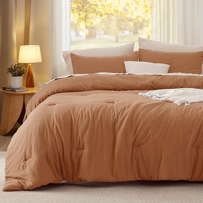 Bedsure King Comforter Set, Pumpkin Soft Prewashed Bedding for All Seasons, 3 Pieces GentleSoft™ Bed Set, 1 Lightweight Comforter (104"x90") and 2 Pillowcases (20"x36")
