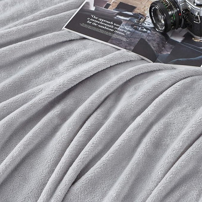 Hansleep Fleece Light Grey Throw XL Blanket, Super Soft Flannel Fuzzy Plush Cozy Blanket for All Seasons, Light Grey, Throw XL 50x70 Inches