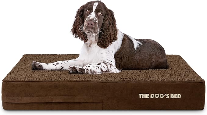 The Dog’s Bed Orthopedic Memory Foam Dog Bed Mattress, Plush Fabric, Brown Plush, L, 6-Inch