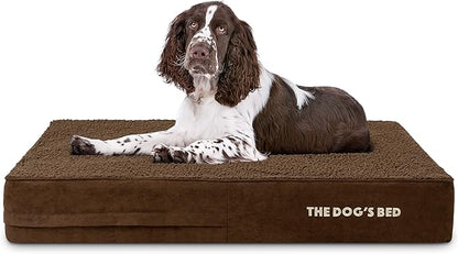 The Dog’s Bed Orthopedic Memory Foam Dog Bed Mattress, Plush Fabric, Brown Plush, L, 6-Inch