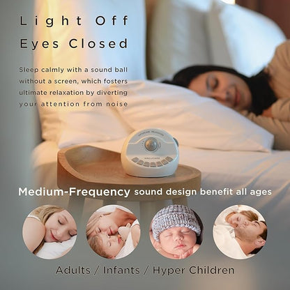 WELLCARE-Naturcare Sound Relaxation: White Noise, 7 Nature Sounds, Sleep Sound Machine, Calm Infants, for Baby, Kids, Adult. Stepless Volume, Timer, Powered by Adapter(Incl.) or Batteries(Not Incl.)