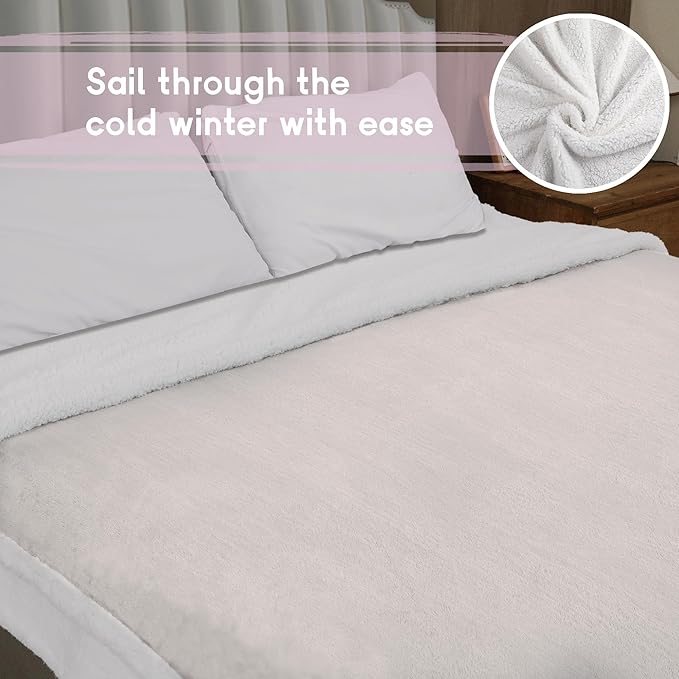 Heated Blanket Electric Blanket Full Size 72''x84'' with 9 Heating Levels, 1-10 Hour Auto Shut Off, Machine Washable, Flannel & Sherpa Soft Warming Blanket for Couch, Bed, Office - White
