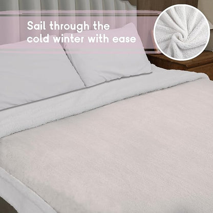 Heated Blanket Electric Blanket Full Size 72''x84'' with 9 Heating Levels, 1-10 Hour Auto Shut Off, Machine Washable, Flannel & Sherpa Soft Warming Blanket for Couch, Bed, Office - White