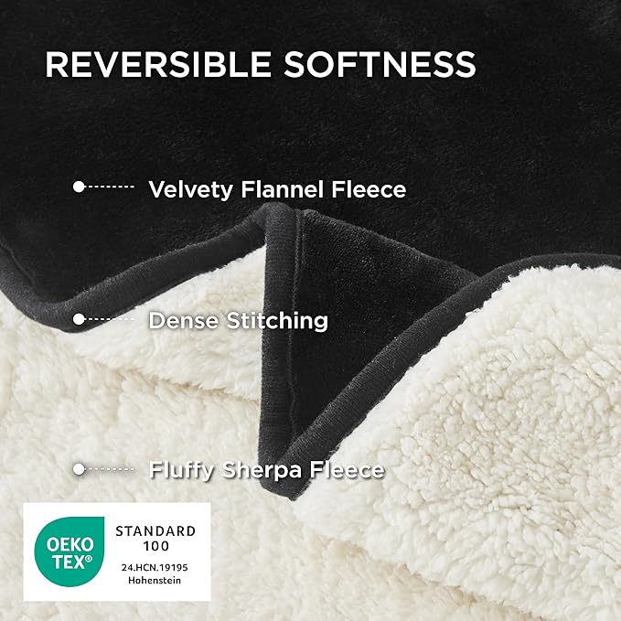 Bedsure Cat Blanket for Indoor Cats - Waterproof Calming Cat Blankets for Couch Protection, Sherpa Fleece Pet Blanket, Soft Plush Reversible Throw Furniture Protector, 40"x30", Black