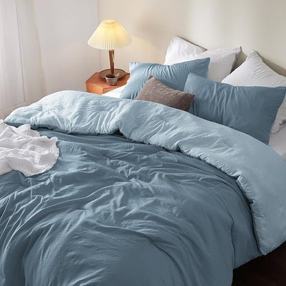 Bedsure California King Comforter Set, Mineral Blue Soft Prewashed Bedding for All Seasons, 3 Pieces GentleSoft™ Bed Set, 1 Lightweight Comforter (104"x96") and 2 Pillowcases (20"x36")