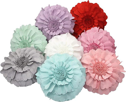 Contempo Lifestyles 3D Round Throw Pillow - Sweetheart Flower Pillow, Grey, 13 Inch