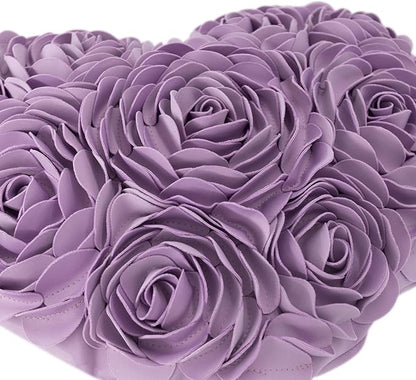 JWH Valentine's Day Throw Pillow Covers Decorative Flower Accent Pillow Cases Heart Shaped Cushion for Couch Living Room Bed Chair 14 x 16 Inches Purple Lilac
