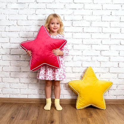 Star Pillow - Decorative Throw Pillows Floor Cushion Accent Pillow for Sofa Bed Couch Bedroom Red