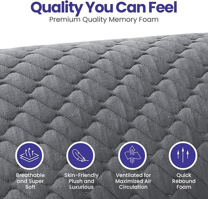 Sidney Sleep Set of 2 Mini Travel Size Neck Pillows - Knee Pillow - Back Lumbar Support - Curved Bed Pillow - 14 x 19 Inches - Adjustable Loft - Carry Backpack Included (Grey 2 Pack Mini)