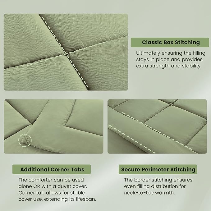 QUIETSEA Queen Bed in a Bag 7 Pieces Comforter Set Queen, Wood Grain Texture Bedding Comforter Set Green Bed Set with Comforter, Pillowcases, Flat Sheet, Fitted Sheet and Pillow Shams