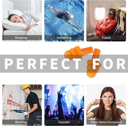 Silicone Earplugs for Swimming, Sleeping, Snoring, Work, Concerts - Noise Cancelling, Reusable Ear Protection, 8 Pairs