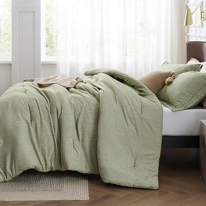 Bedsure Oversized Queen Comforter Set - Olive Green Soft Bedding for All Seasons, Cationic Dyed Bed Set, 3 Pieces, 1 Oversized Queen Size Comforter (98"x98") and 2 Pillow Shams (20"x36"+2")