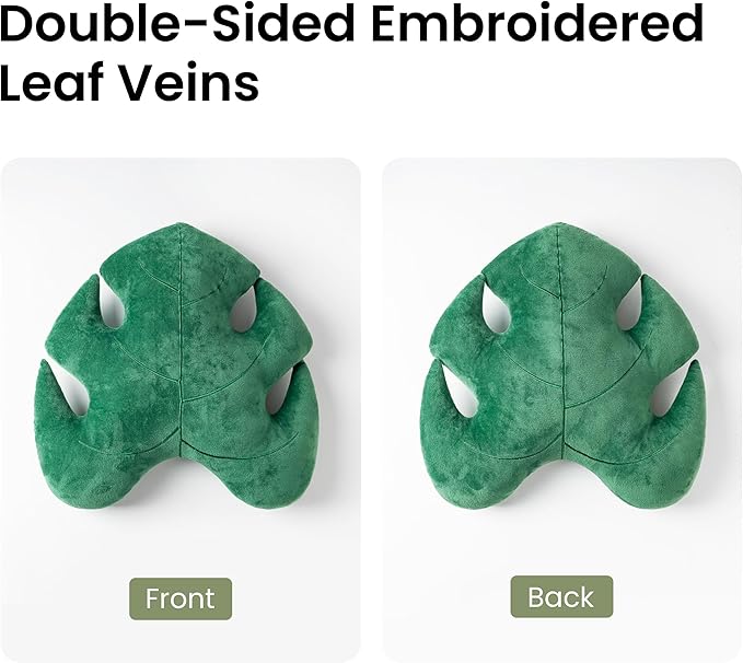 AELS Set of 2 3D Leaves Decorative Throw Pillows, 18"& 14" Monstera Deliciosa Plush Pillow Set for Plant Lovers Garden Lovers, Living Room Bedroom Nursery Decor, Light Green & Dark Green