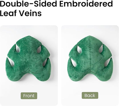 AELS Set of 2 3D Leaves Decorative Throw Pillows, 18"& 14" Monstera Deliciosa Plush Pillow Set for Plant Lovers Garden Lovers, Living Room Bedroom Nursery Decor, Light Green & Dark Green