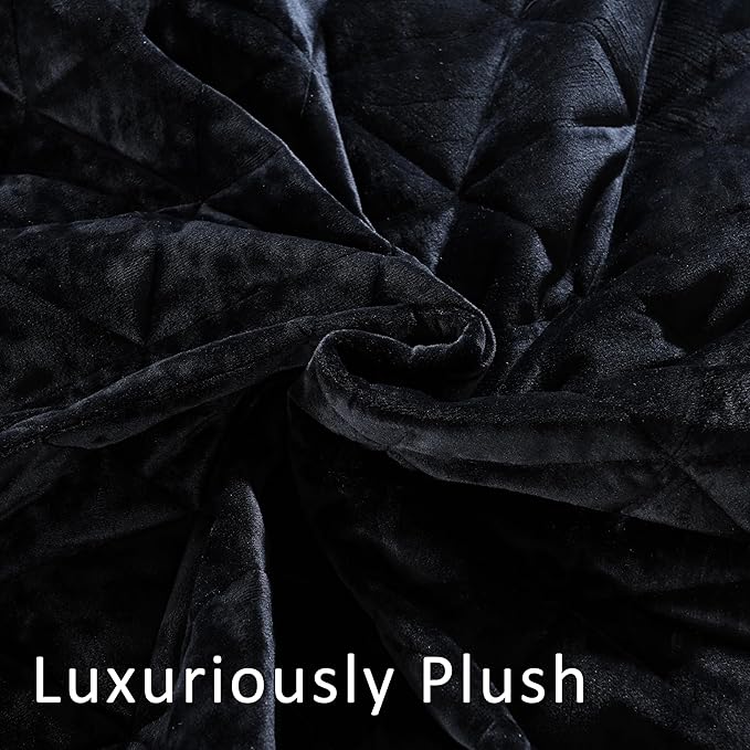 Homzard Velvet California King Size Quilt, Black Comforter Set Bedding Set (118”*106”) with 2 Pillow Shams, Patchwork Bedspread Set, All Season Bedding Coverlet 3 Piece