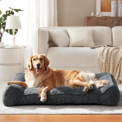 JOEJOY Extra Large Orthopedic Dog Beds Large Sized Dog, Extra Thick Supportive Big Dogs Bed with Sides, Ultra Soft Pet Bed Sofa, Grey, 48''x35''