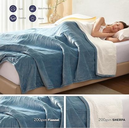 Electric Blanket Full 72"x84" Heated Electric Blankets 10 Heating Levels 12 Time Settings 8 Hours Auto Off Fast Heating and Overheat Protection ETL Certified Machine Washable,Light Blue