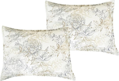 Chezmoi Collection Clematis 3-Piece Tranquil Floral Comforter Set King - Soft Green Gray Floral Printed Microfiber Lightweight Bedding Set for All Season
