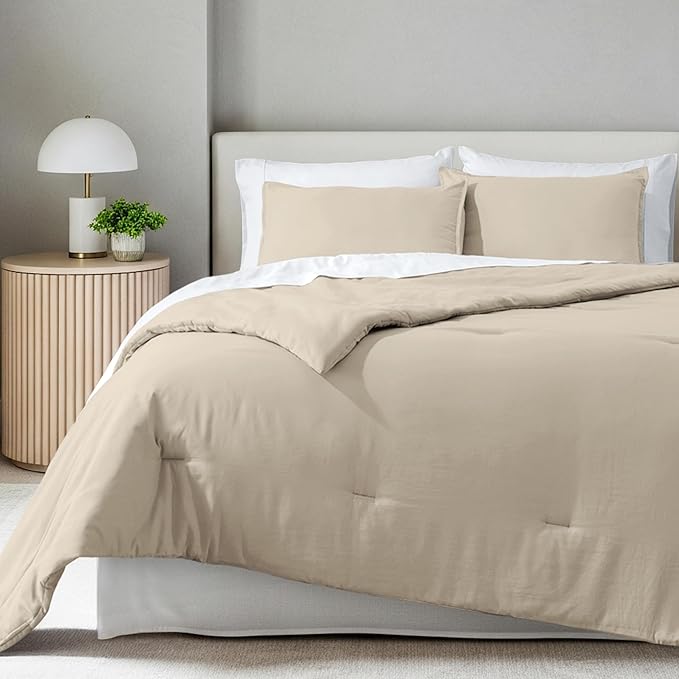 Bare Home Comforter Set - King Size - Ultra-Soft - Goose Down Alternative - Premium 1800 Series - All Season Warmth Comforter (King, Sand)