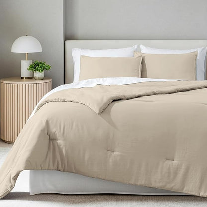 Bare Home Comforter Set - King Size - Ultra-Soft - Goose Down Alternative - Premium 1800 Series - All Season Warmth Comforter (King, Sand)