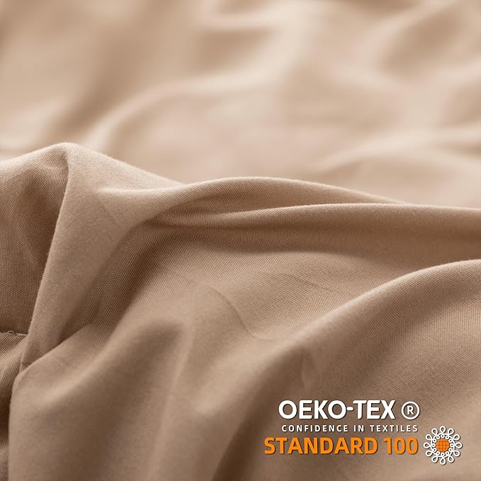 YIRDDEO King Size Comforter Set - King Size Comforter with Ball Pom Fringe, Soft King Bedding Set for All Seasons - 3 Pieces, 1 Comforter (104"x90"inches) & 2 Pillow Shams(20"x36"), Taupe