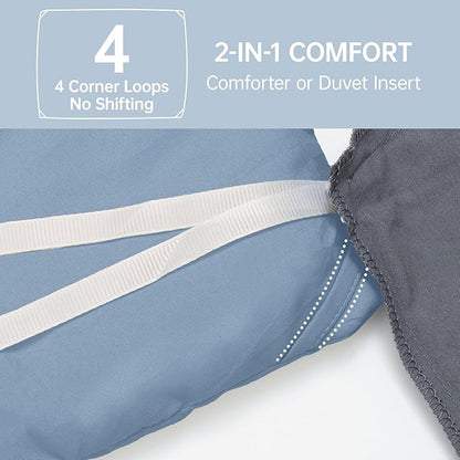 MUXHOMO King Size Comforter Set, All Season Ultra Soft Down Alternative Bedding - 3 Piece Lightweight Bed Set Includes 1 Comforter (104"x90") and 2 Pillow Shams (20"x36"), Sea Blue