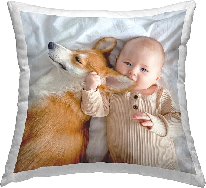 Personalized Throw Pillow – Custom White Square Indoor Cushion 18x18 – Add Your Text – Stupell Industries – Made in USA Home Décor