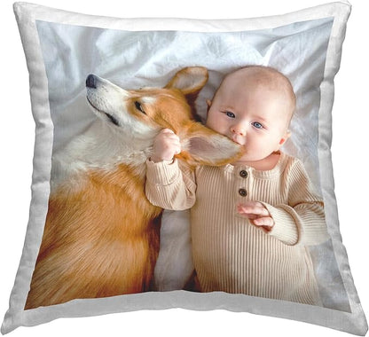 Personalized Throw Pillow – Custom White Square Indoor Cushion 18x18 – Add Your Text – Stupell Industries – Made in USA Home Décor