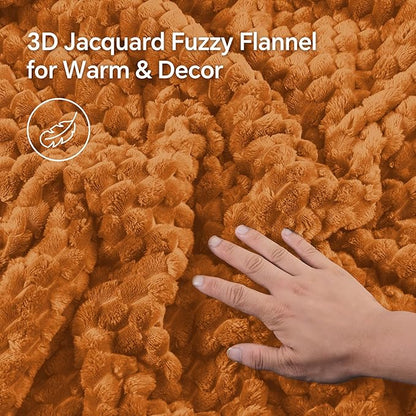 BEDELITE Fluffy King Size Comforter Set - Burnt Orange Fleece Soft Comforter for King Size Bed, Luxury Warm Bedding Set for Winter, Fuzzy Bed Set 3 Pieces (1 Comforter, 2 Pillowcases)