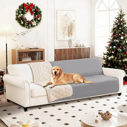 Waterproof Couch Covers for Pets, Waterproof Dog Bed Cover, Anti-Slip Soft Dog Blankets, Couch Cover for Dogs Washable, Pet Blanket for Puppy Large Dogs Cat (82x102 Inch, Light Grey)