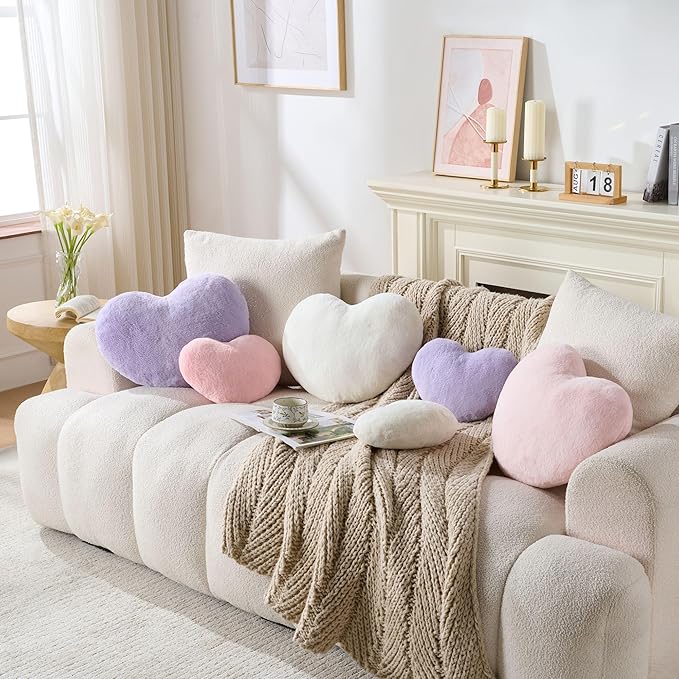 2PCS Throw Pillows Heart Pillow Home Decor Decorative Couch Pillows Bed Pillows Outdoor Pillows,Pink 9"*13"