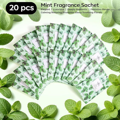 MYARO 20 Packs Peppermint Scent Sachet Air Freshener for Home Car Closet Drawer Shoe Odor Eliminator Long Lasting Deodorizer
