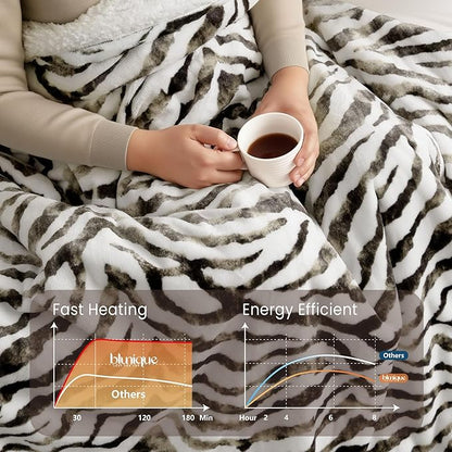 Heated Blanket Throw Electric Blanket – Fast Heating Blanket with 10 Heat Settings & 10 Hours Auto Off, Cozy Soft Fleece Sherpa, Washable, Warm Gifts for Grandma