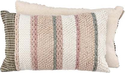 Primitives by Kathy Decorative Pillow - Striped Cottage/Removable Zipper Cover/Couch Sofa Office Dorm Bedroom Decor/Earthy Colors/Natural Palette/Cottage core/Shabby Chic/Everyday Home Decor Accent