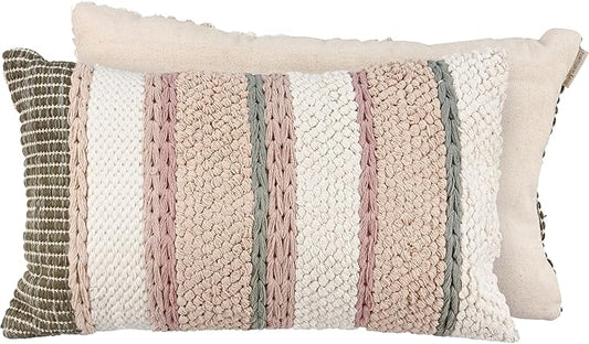 Primitives by Kathy Decorative Pillow - Striped Cottage/Removable Zipper Cover/Couch Sofa Office Dorm Bedroom Decor/Earthy Colors/Natural Palette/Cottage core/Shabby Chic/Everyday Home Decor Accent