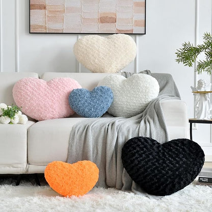Heart Pillow, Soft Heart Shaped Pillow with Room Decorative Throw Pillows for Bed Couch Chair Sofa, Heart Shaped Cute Throw Pillow Cushion for Bedroom Living Room (Beige, Mini 12.9" x 9.8")