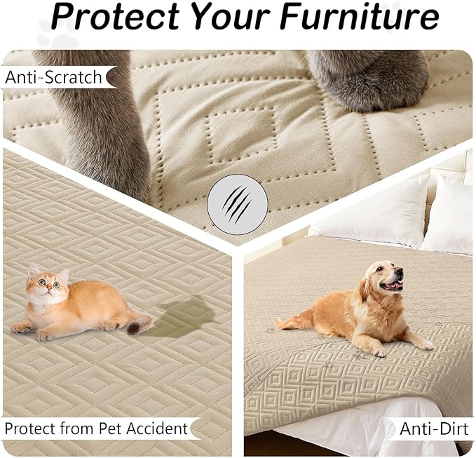 hyha Waterproof Dog Blanket, Soft Dog Bed Cover Pet Blankets, Waterproof Sofa Couch Cover for Dogs Washable, Reversible Pet Couch Covers for Sofa Furniture (68x82 Inch, Taupe/Taupe)