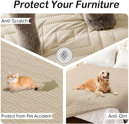 hyha Waterproof Dog Blanket, Soft Dog Bed Cover Pet Blankets, Waterproof Sofa Couch Cover for Dogs Washable, Reversible Pet Couch Covers for Sofa Furniture (52x82 Inch, Taupe/Taupe)